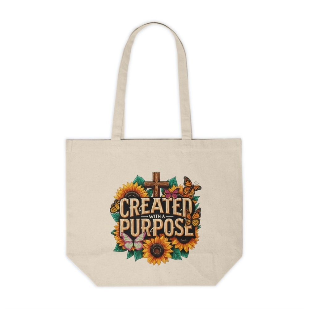 Sunflower Custom Canvas Tote Bag with Inspirational Print Created With A Purpose